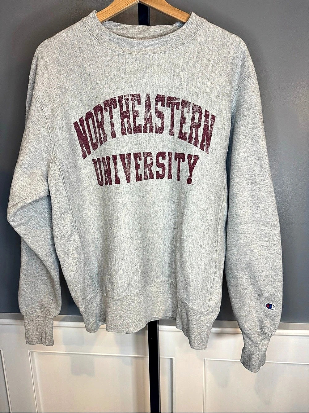 Champion Reverse Weave Northeastern University Crewneck Sweatshirt Gray M